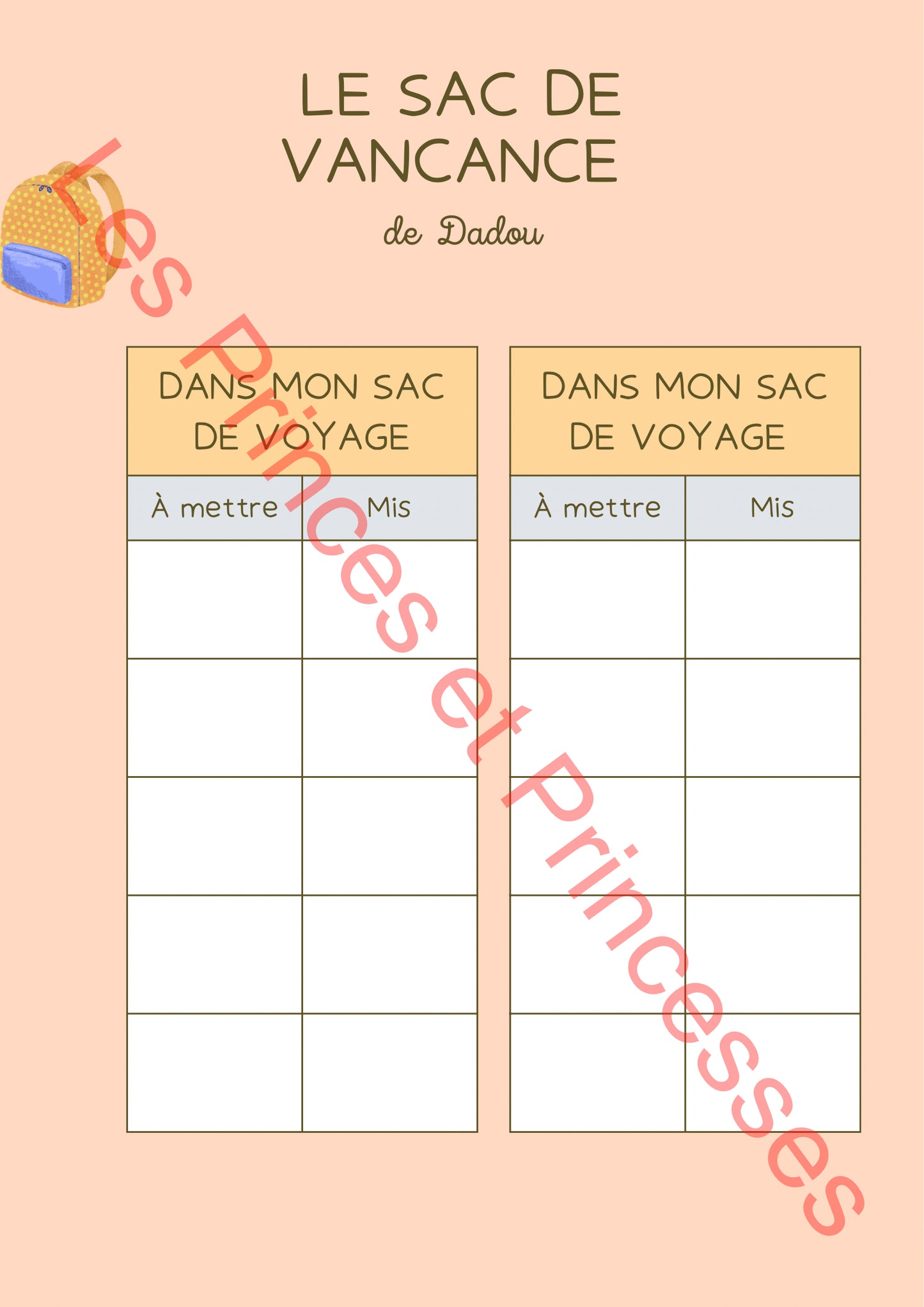 Planche picto organisation voyage