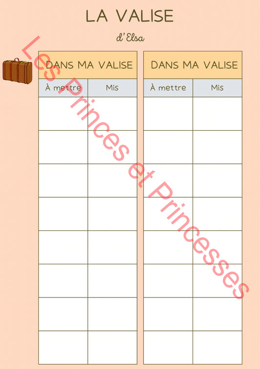 Planche picto organisation voyage